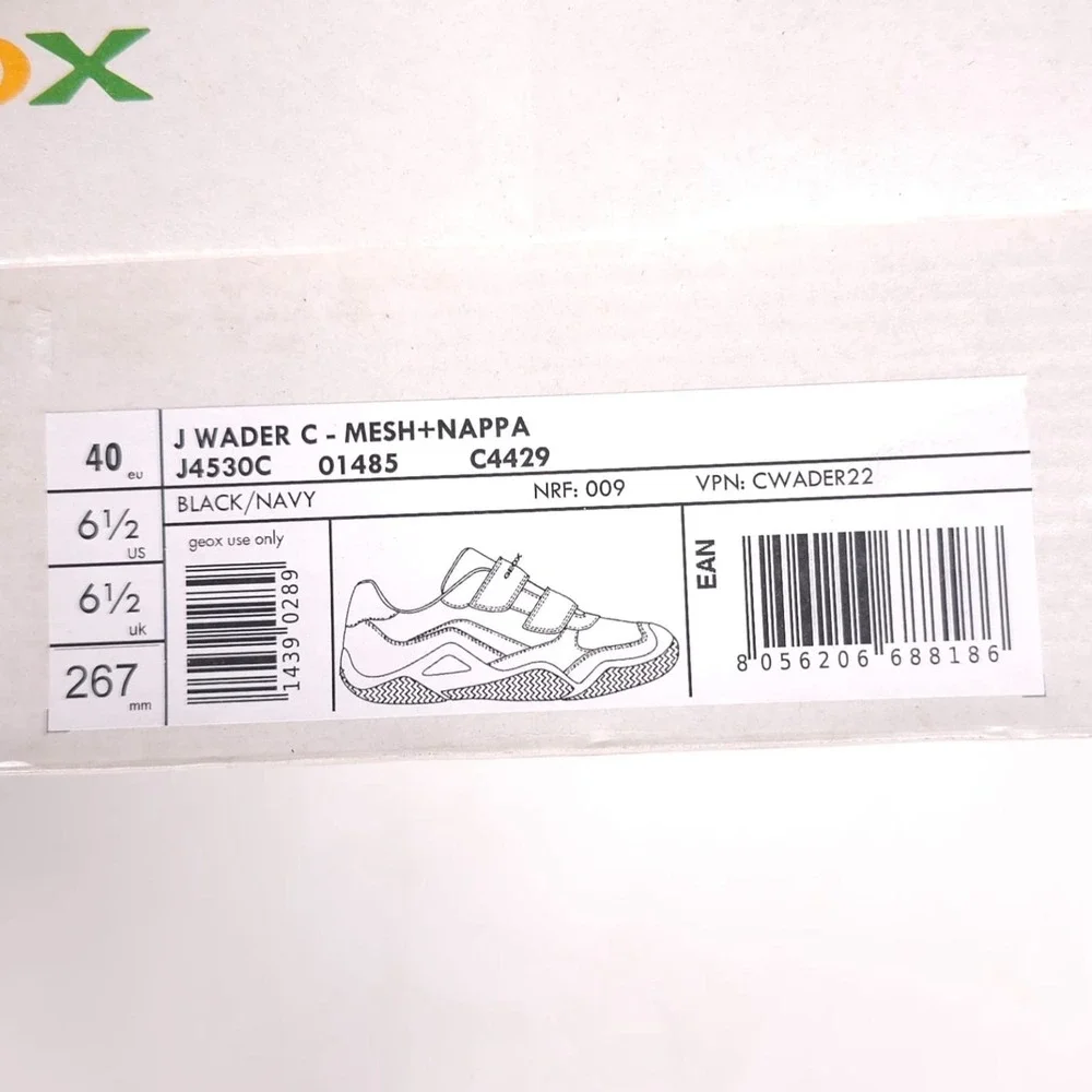GEOX RESPIRA New‎ Wader LEATHER Sneakers Shoes 6.5 Big Kids Black ITALIAN PATENT